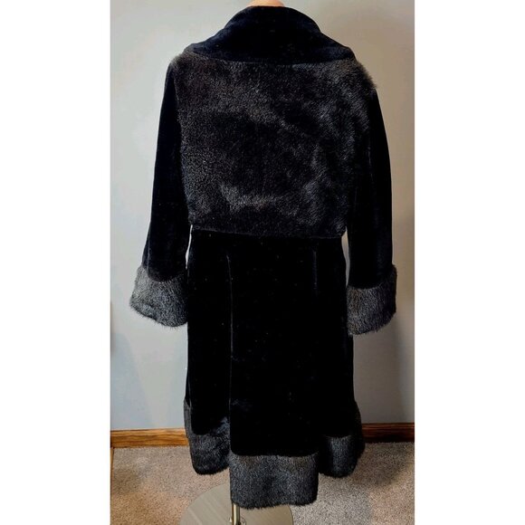 VINTAGE Coat Womens Black Genuine Fur Penney Lane 60s Size Medium - Picture 5 of 14